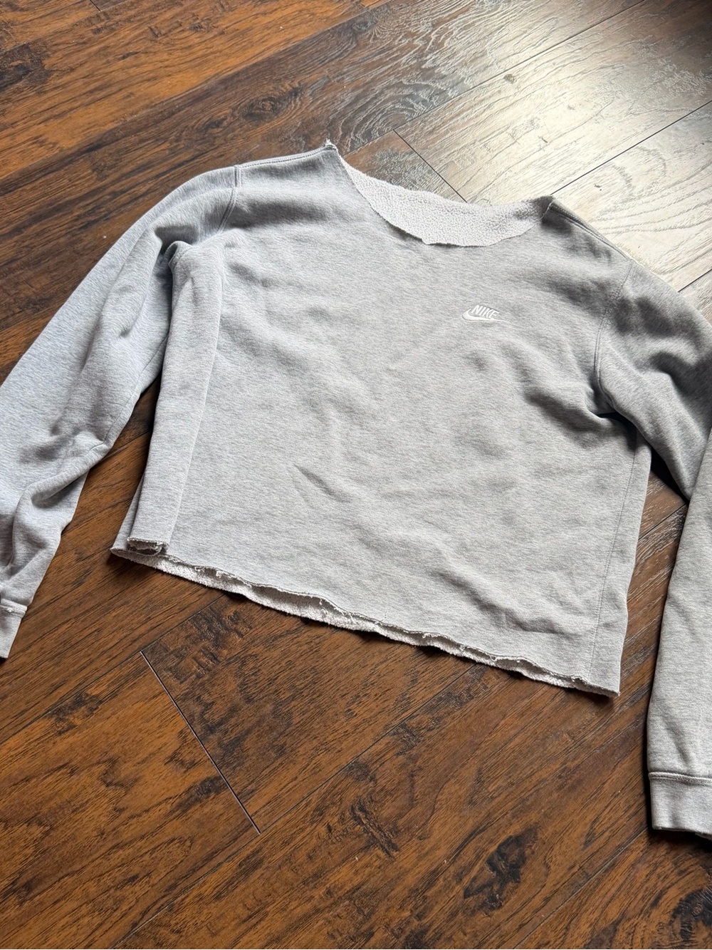 Nike Women's Gray Cropped Cut off Sweatshirt
